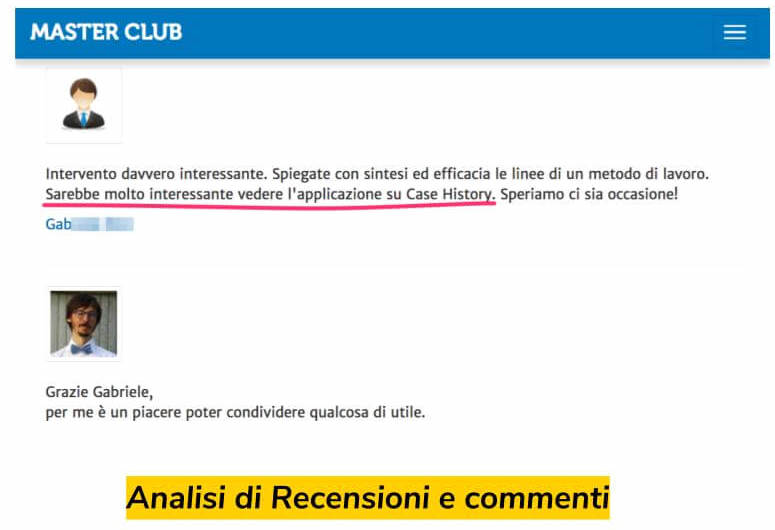 User experience: analisi commenti e recensioni