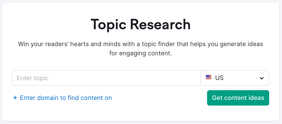 Topic Research tool search