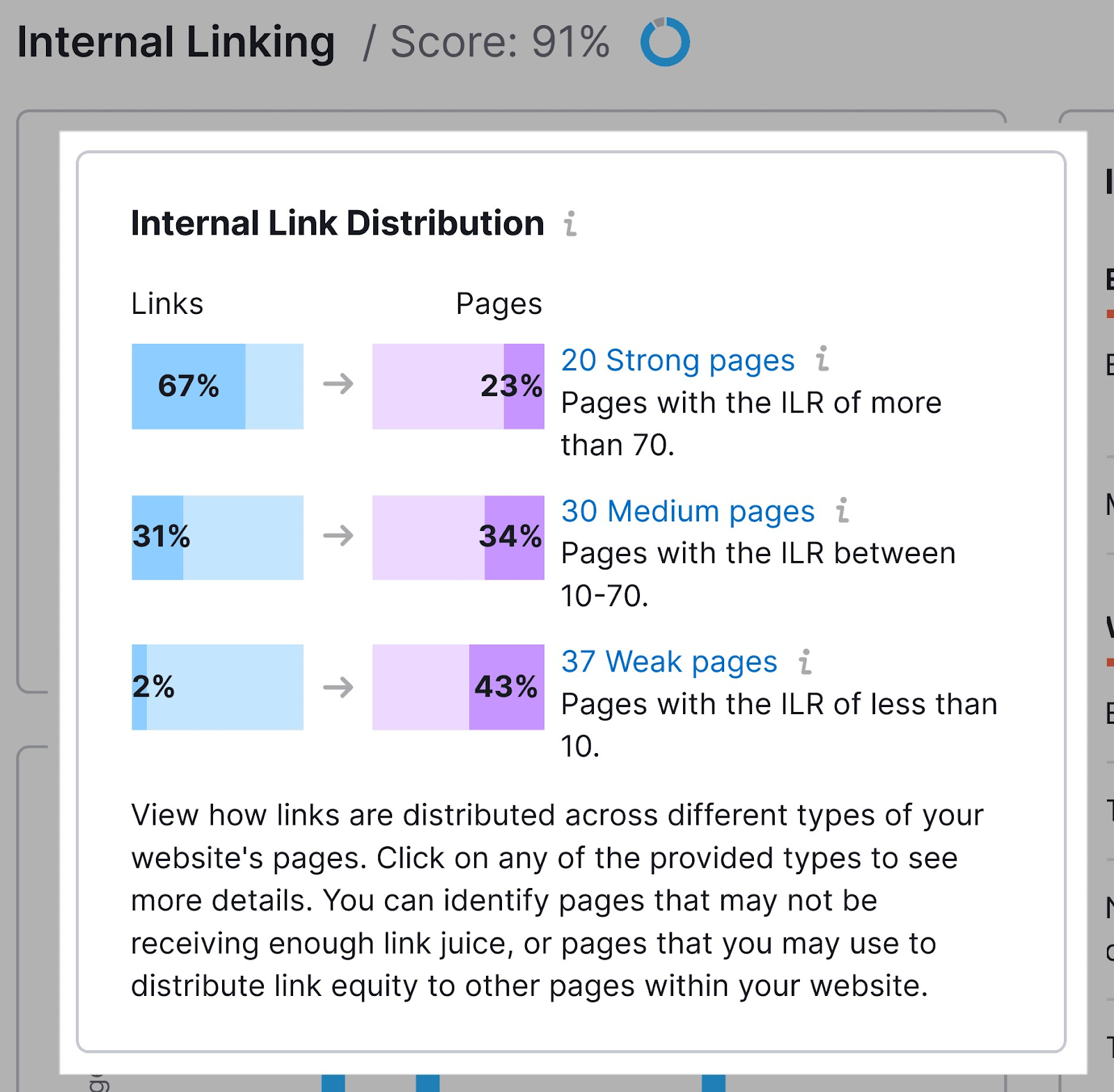 Internal Link Distribution section