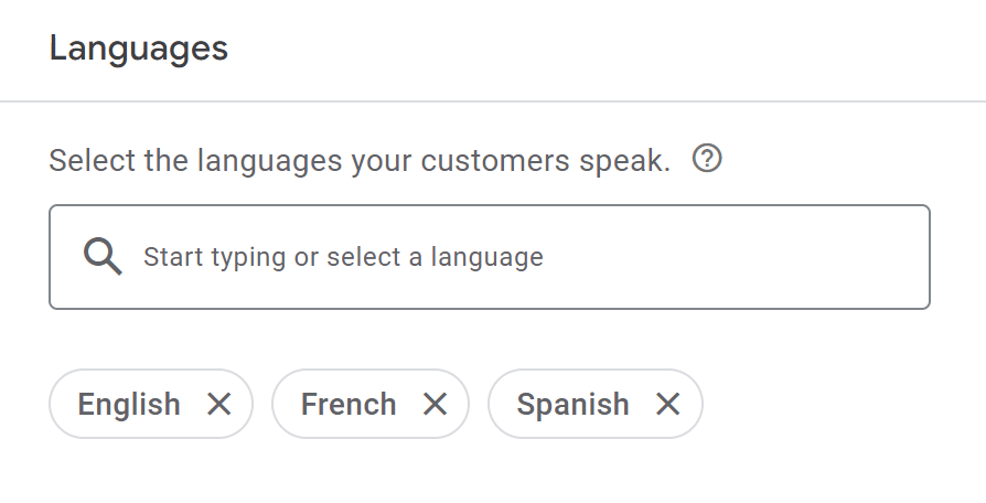 Select the languages your customers speak in Google Ads