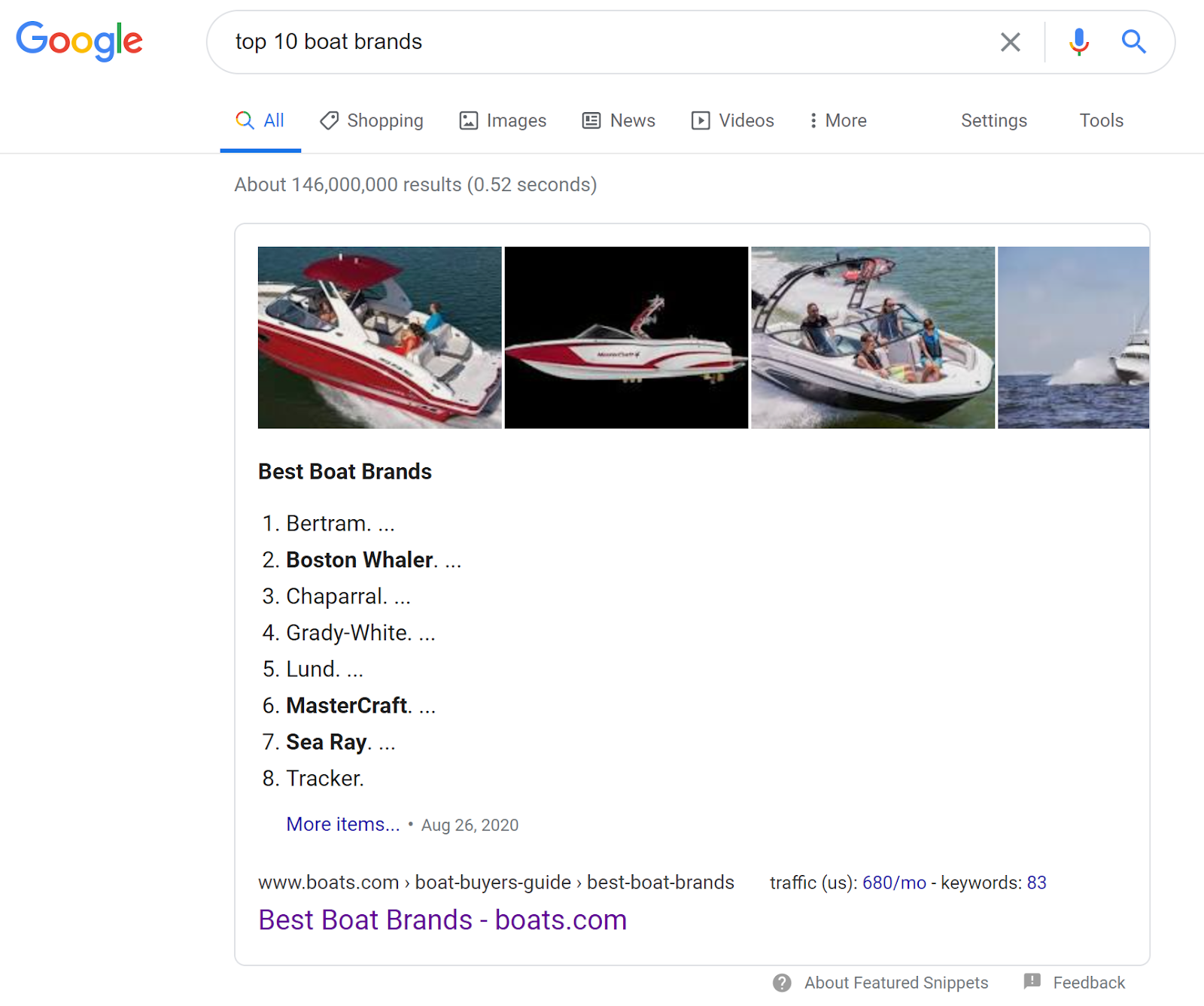 Best Boat Brands Featured Snippet screenshot