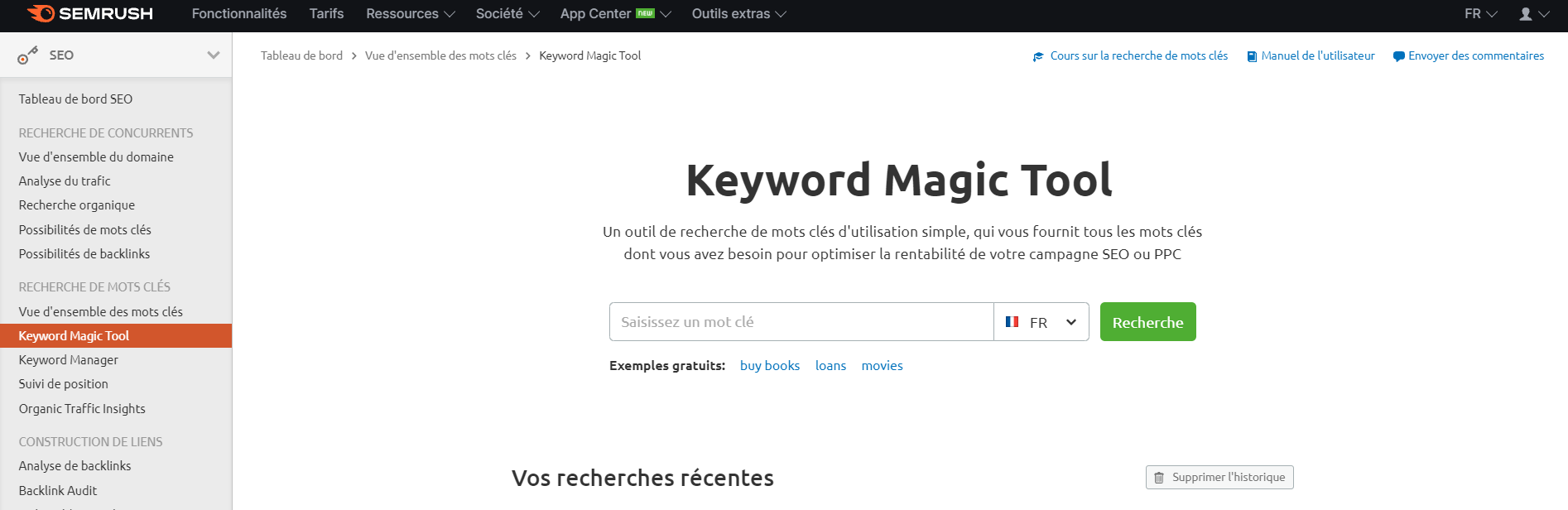 Semrush Keyword Magic Tool