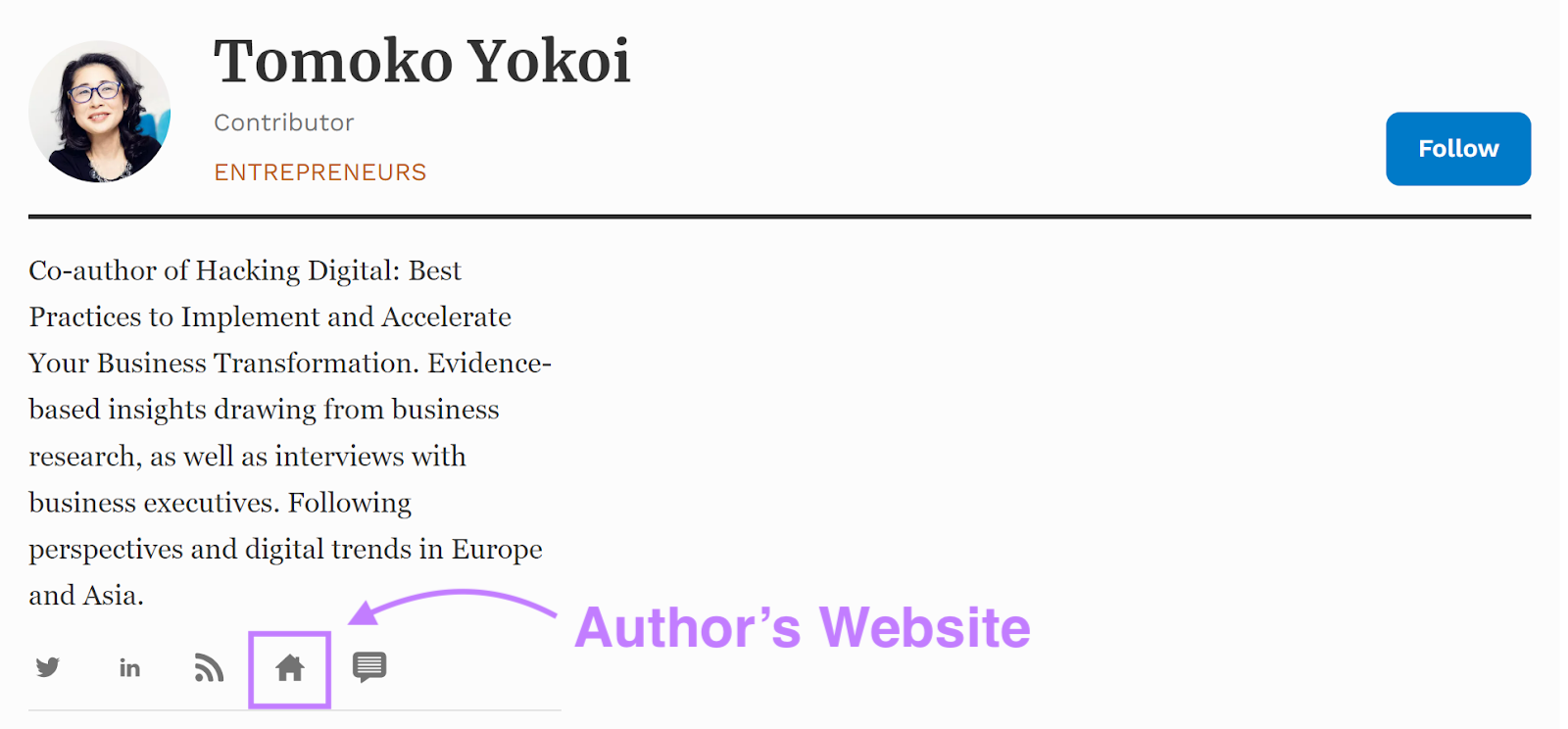 Tomoko Yokoi’s bio connected Forbes