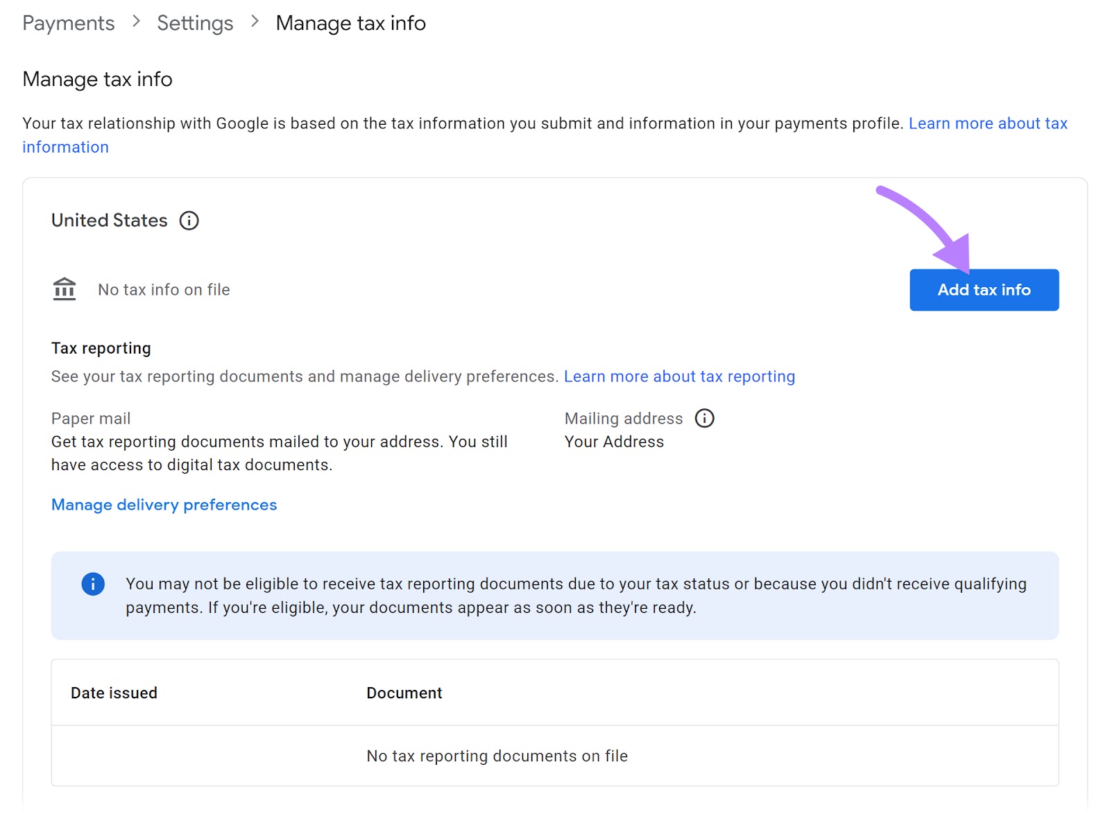 "Manage taxation  info" leafage   successful  Google AdSense account