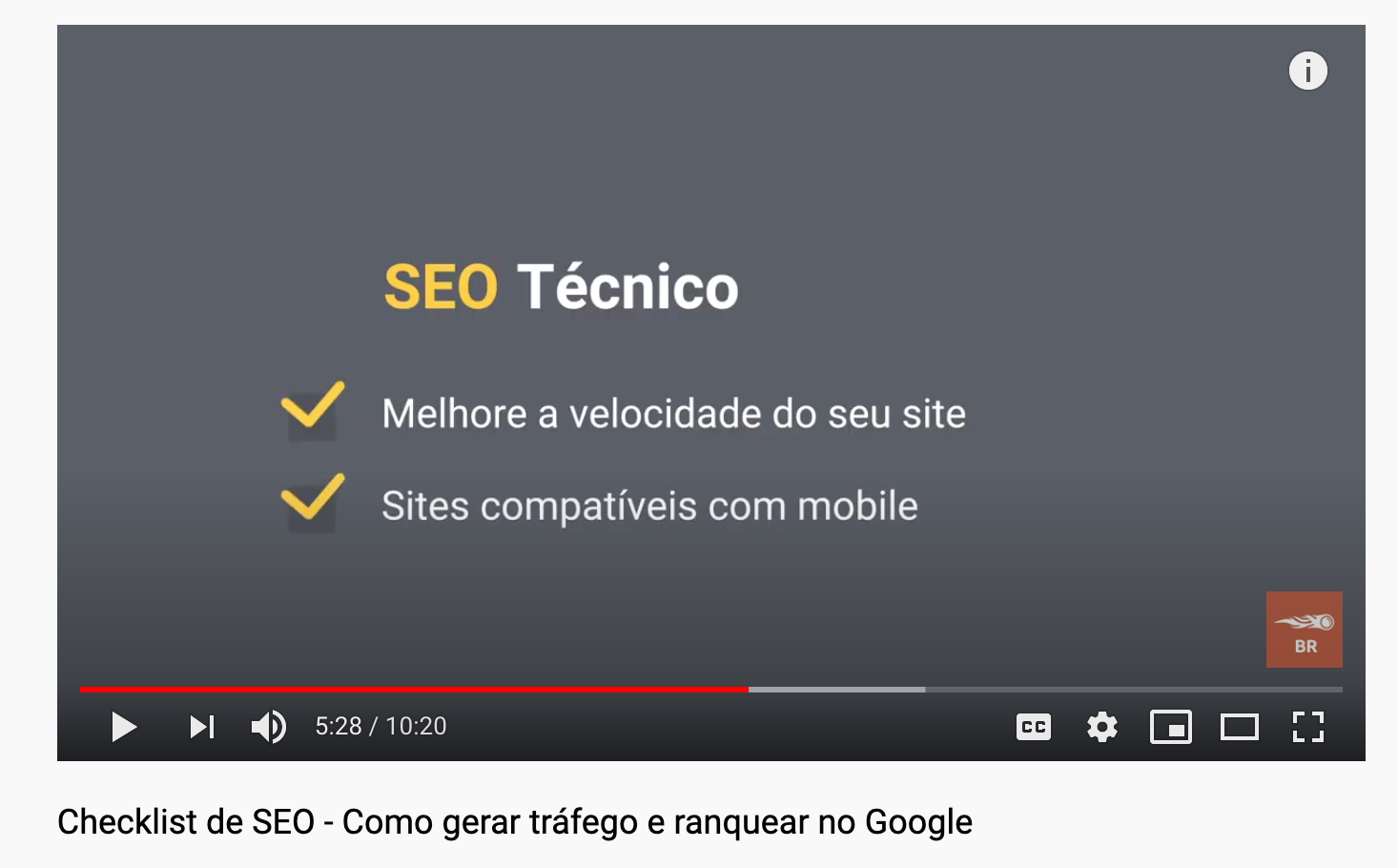 Tela de vídeo Youtube com marca d'água