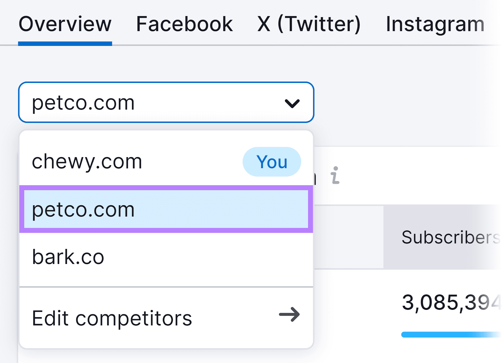 Domain dropdown expanded and rival  selected.