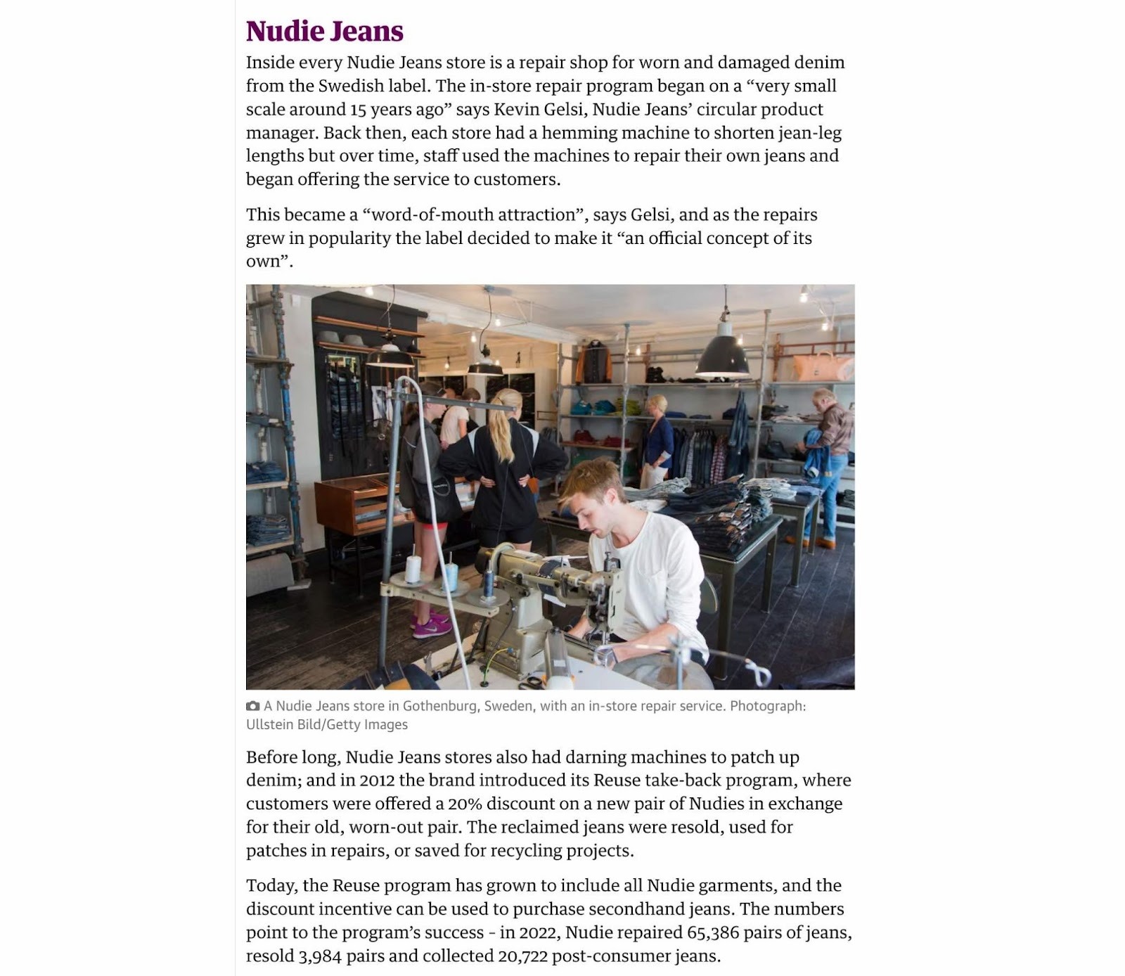 Un post del blog Guardian che menziona un marchio senza un collegamento al suo sito web.