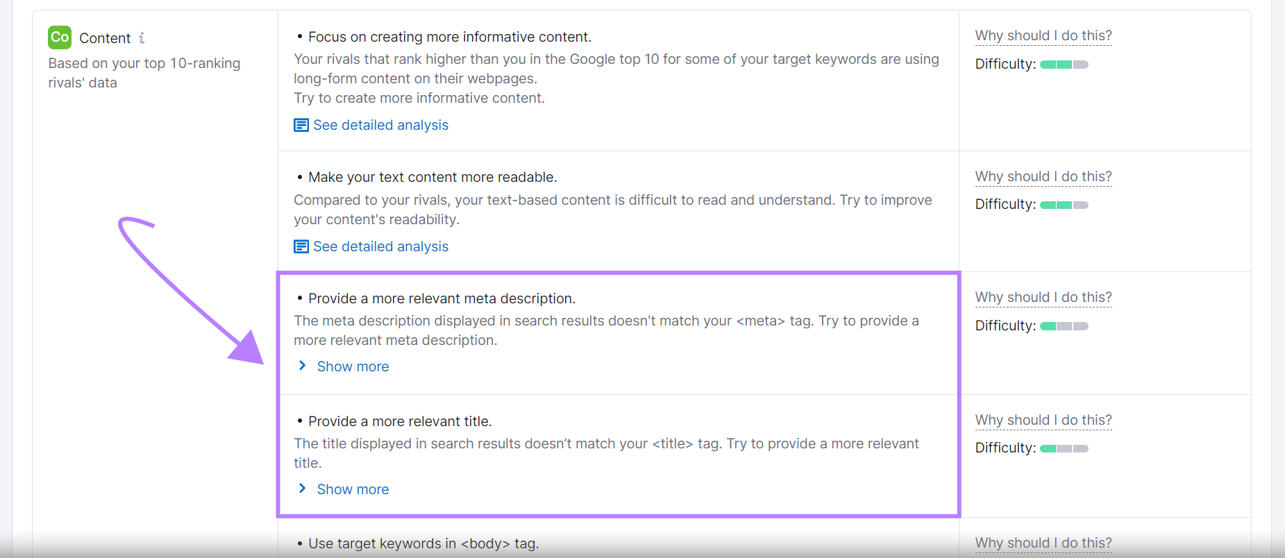 Specific optimization ideas for the leafage   specified above