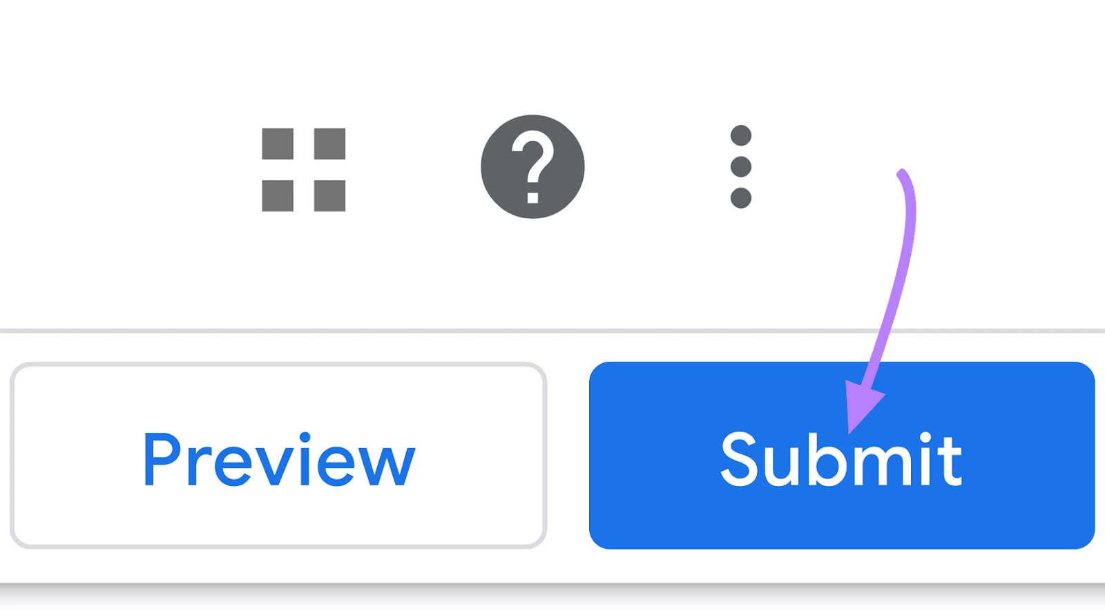 “Submit” button highlighted in the top right of screen in GTM