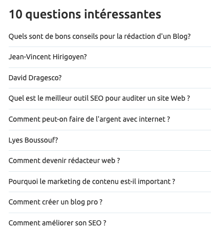 questions associés Topic Research