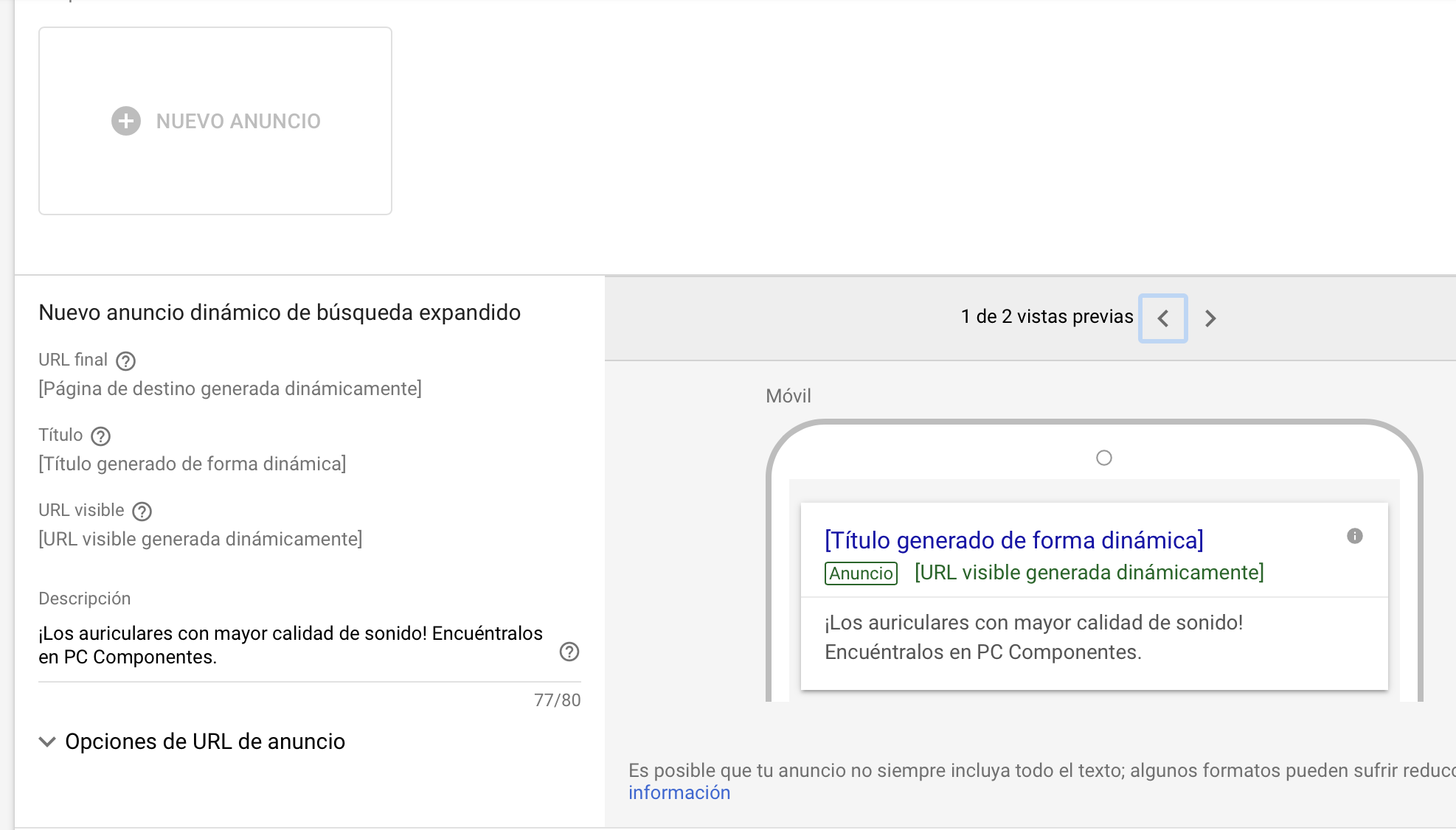 anuncios dinamicos adwords