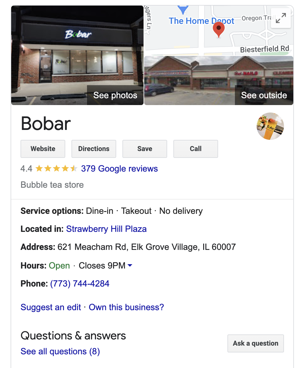 Google Business Profile example