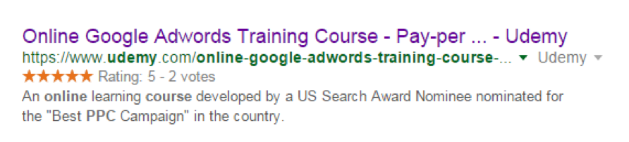 Udemy Course in SERPs