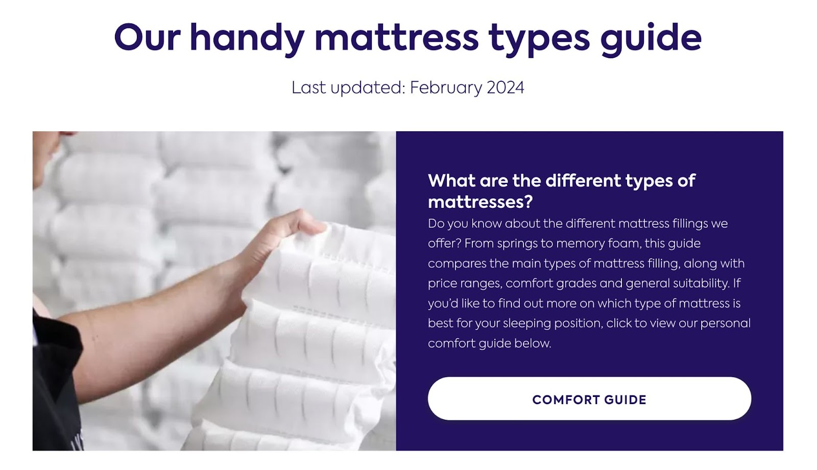 Dreams's mattress types guide