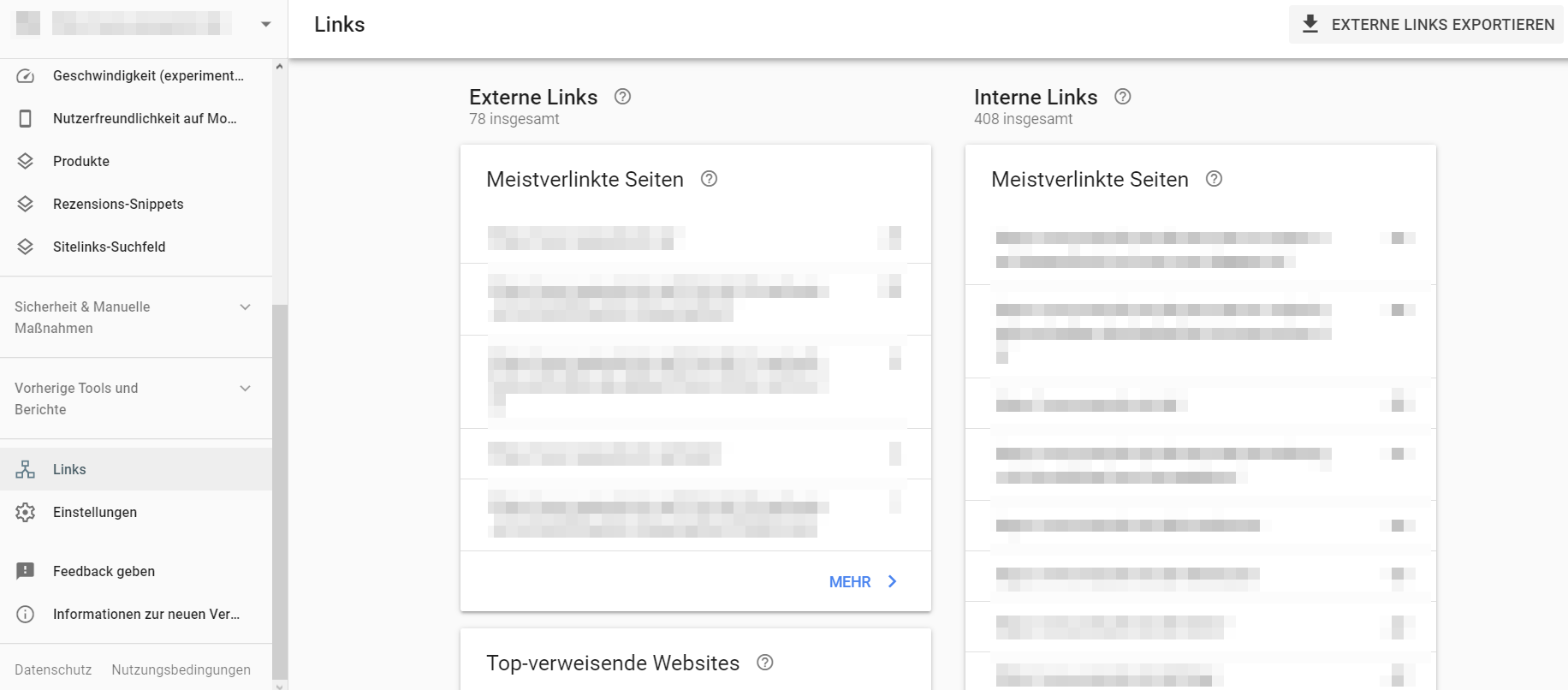 Links in der Google Search Console