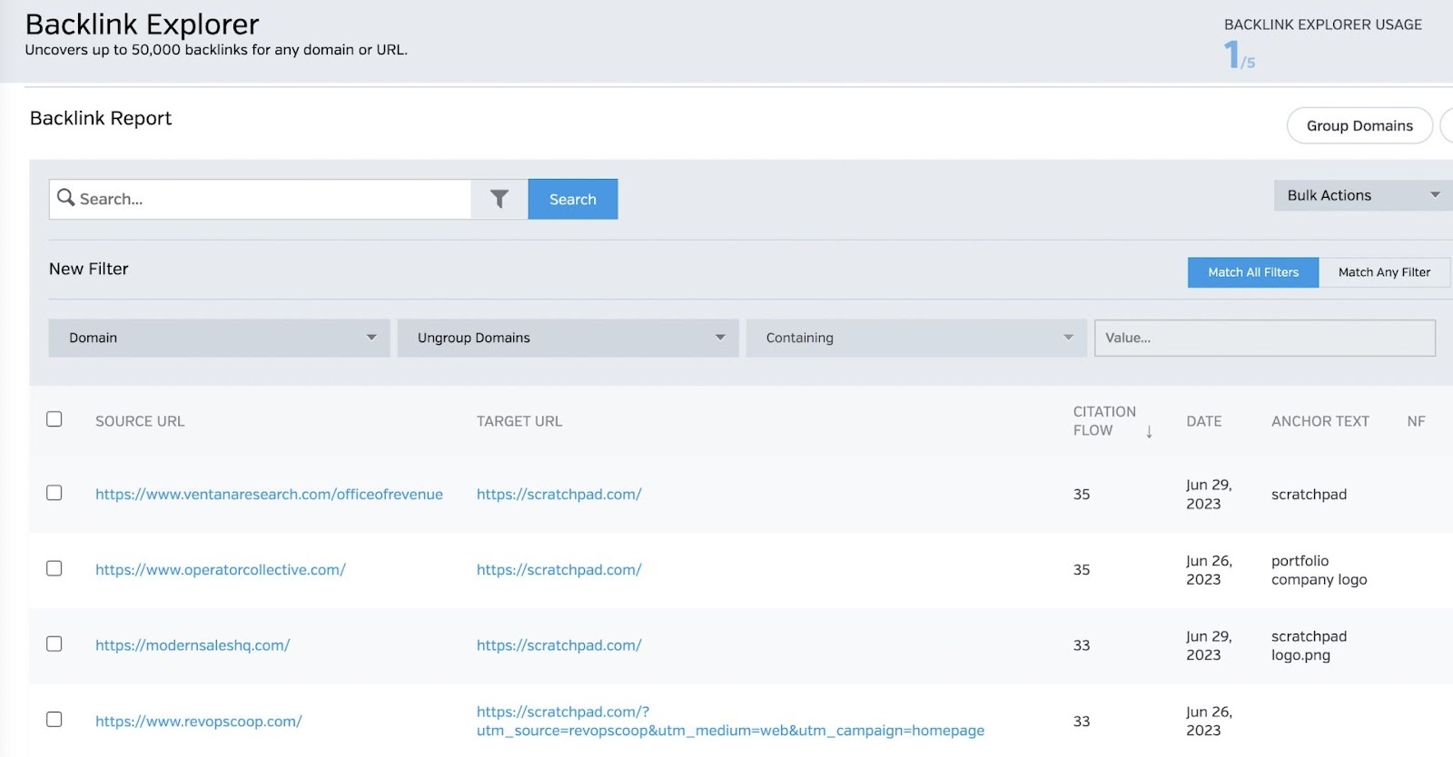 Explorateur de liens retour de Raven Tools