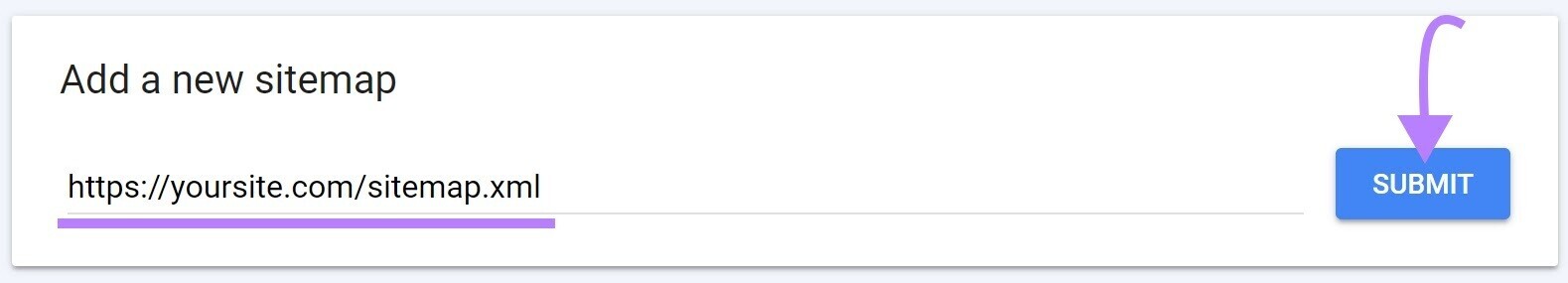 "Add a new sitemap" in Google Search Console