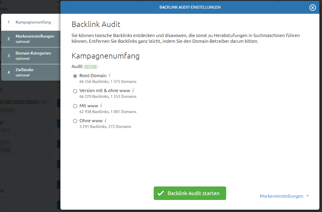 Backlink Audit einrichten