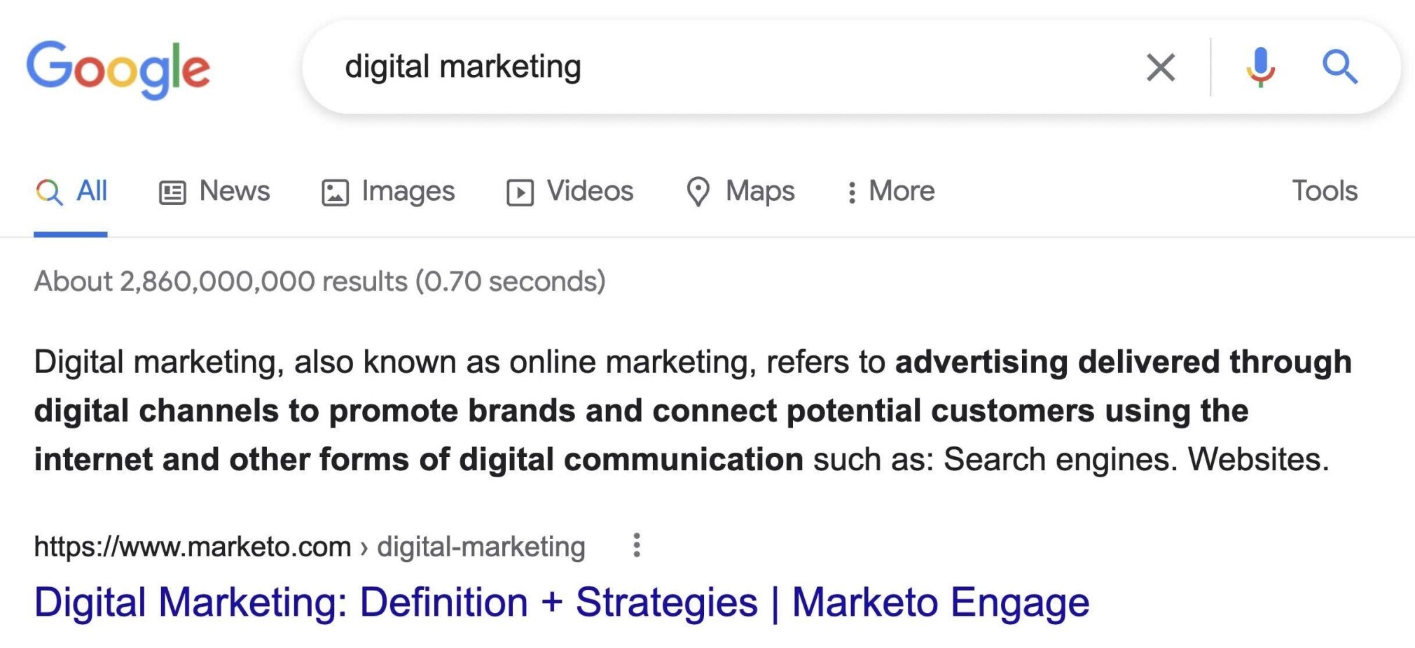 Featured snippet for