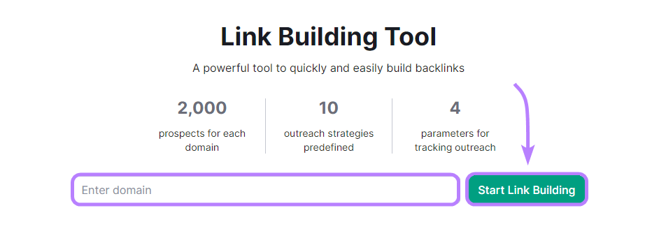 Link Building Tool search bar