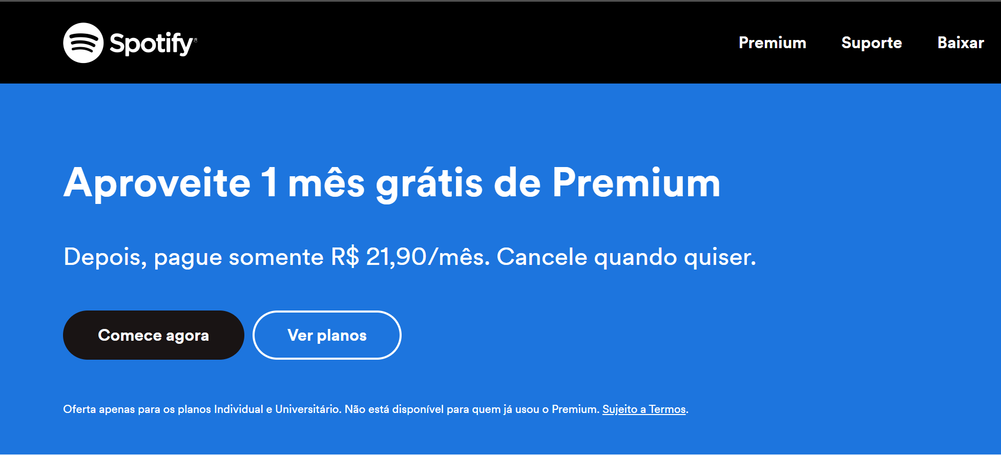 landing page do spotify