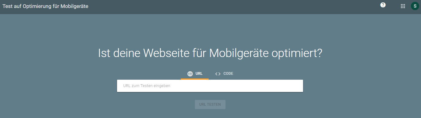 Screenshot: Test auf Optimierung für Mobilgeräte