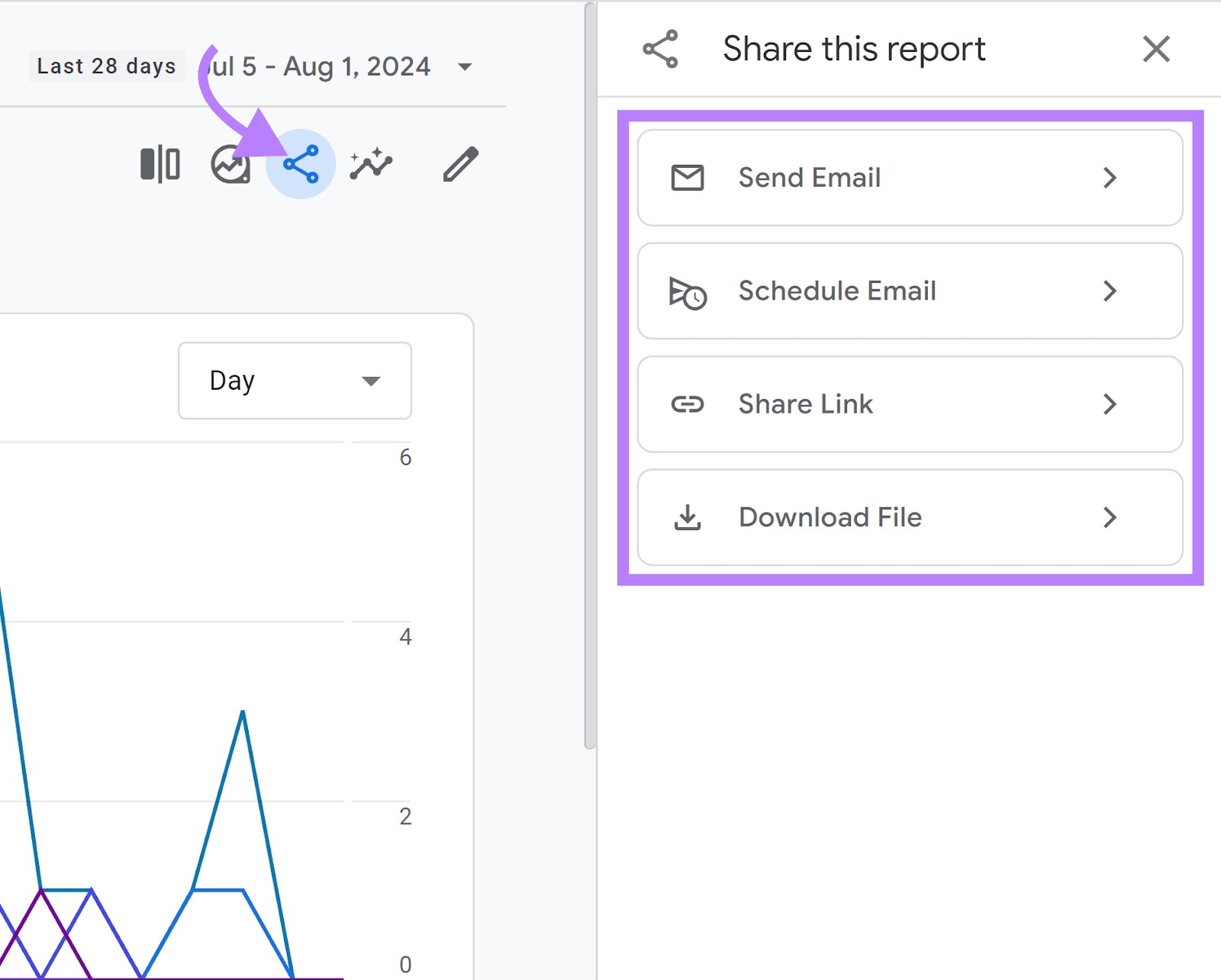 Share fastener  clicked and Share options successful  sidebar highlighted