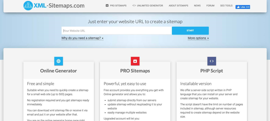Meilleurs outils de génération de sitemap, XML-Sitemaps