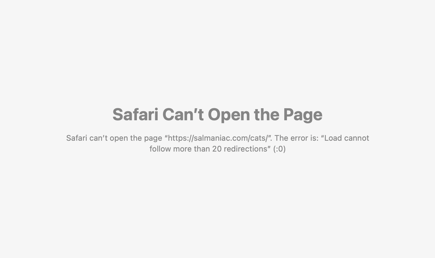 Safari 中出现 ERR_TOO_MANY_REDIRECTS 错误