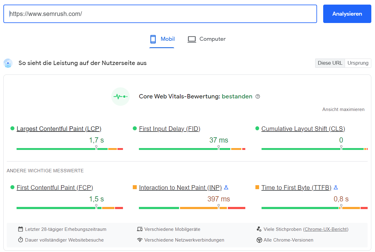 Screenshot: Google PageSpeed Insights