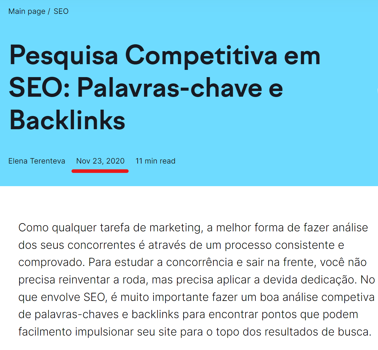 11 dicas para melhorar o SEO do seu site 2 como melhorar seo - exemplo site semrush