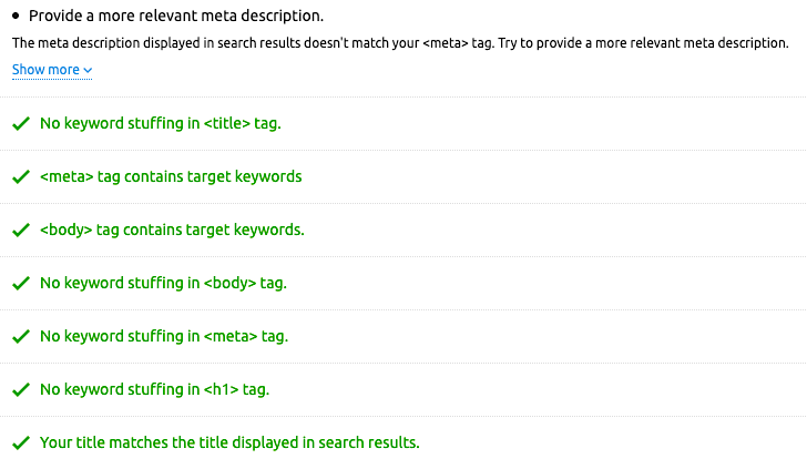 टूल से ऑन-पेज seo चेकर डेटा