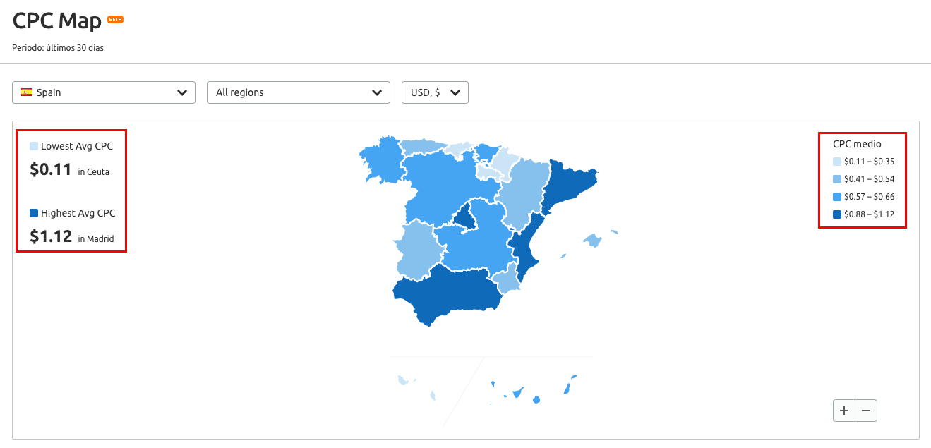 SEO y PPC - Mapa España