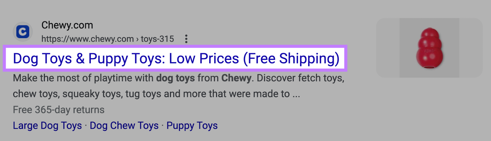 An example of an optimized ecommerce title tag on Google SERP