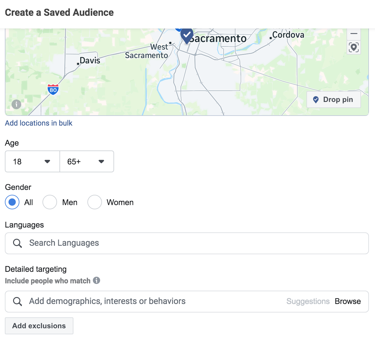 Creating a Facebook ad audience