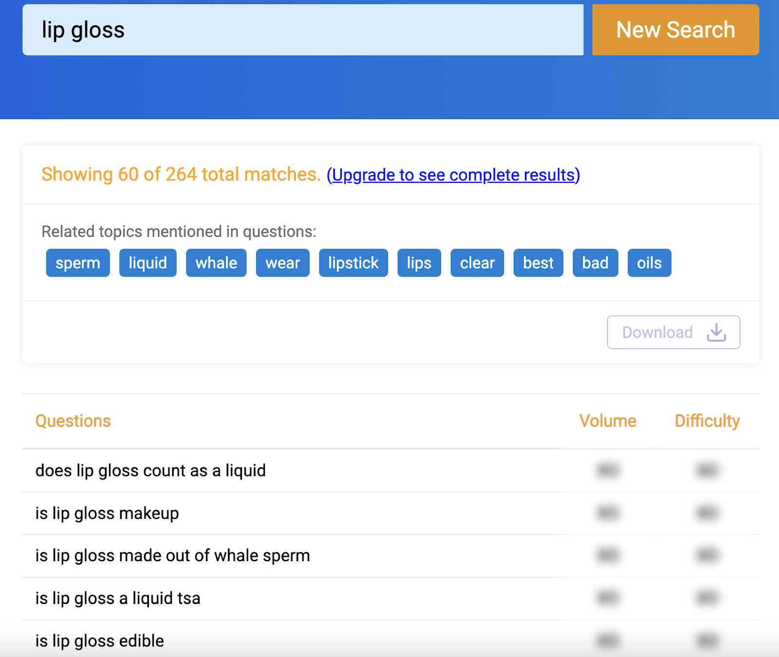 QuestionDB's results for "lip gloss" search