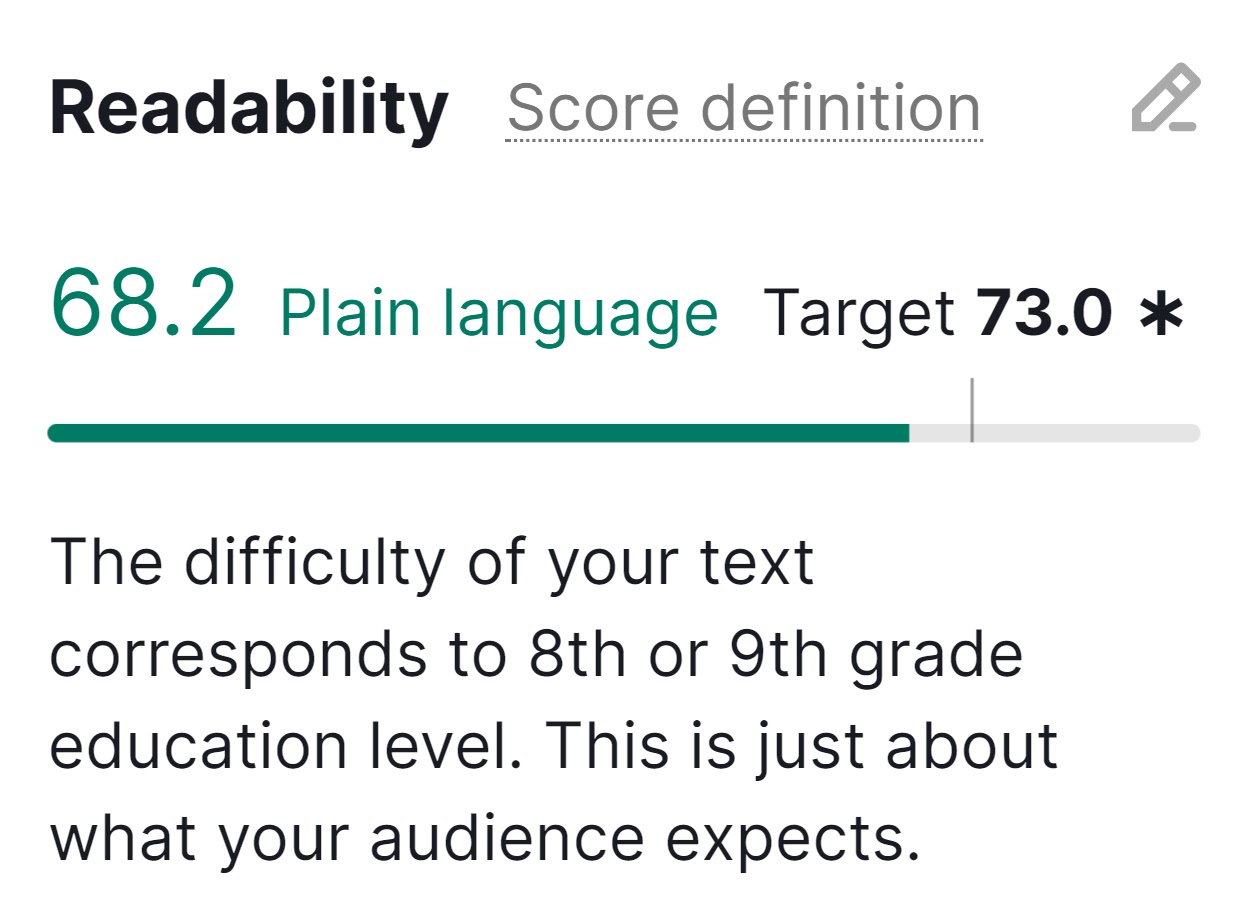 "Readability" conception  of SEO Writing Assistant