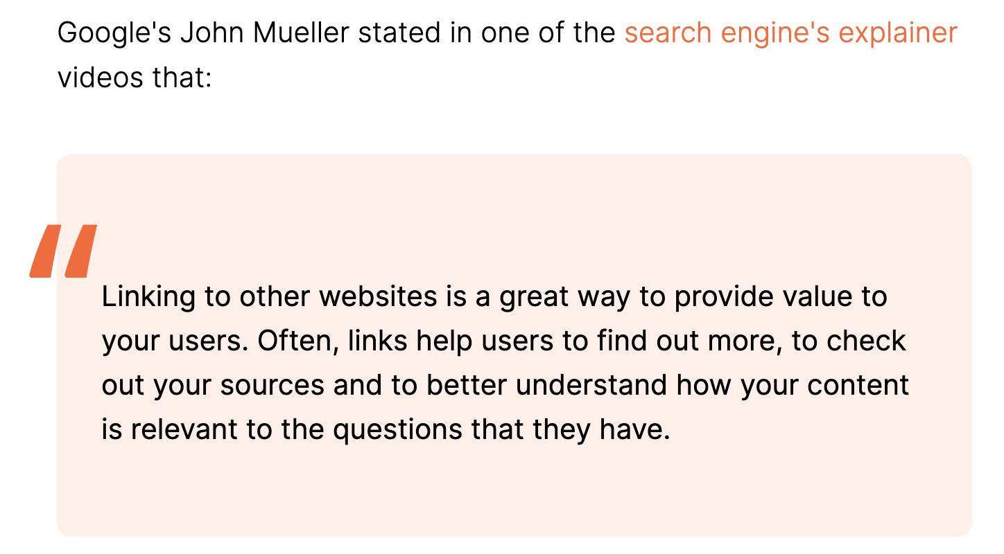 An example of John Mueller's quote on Semrush Blog