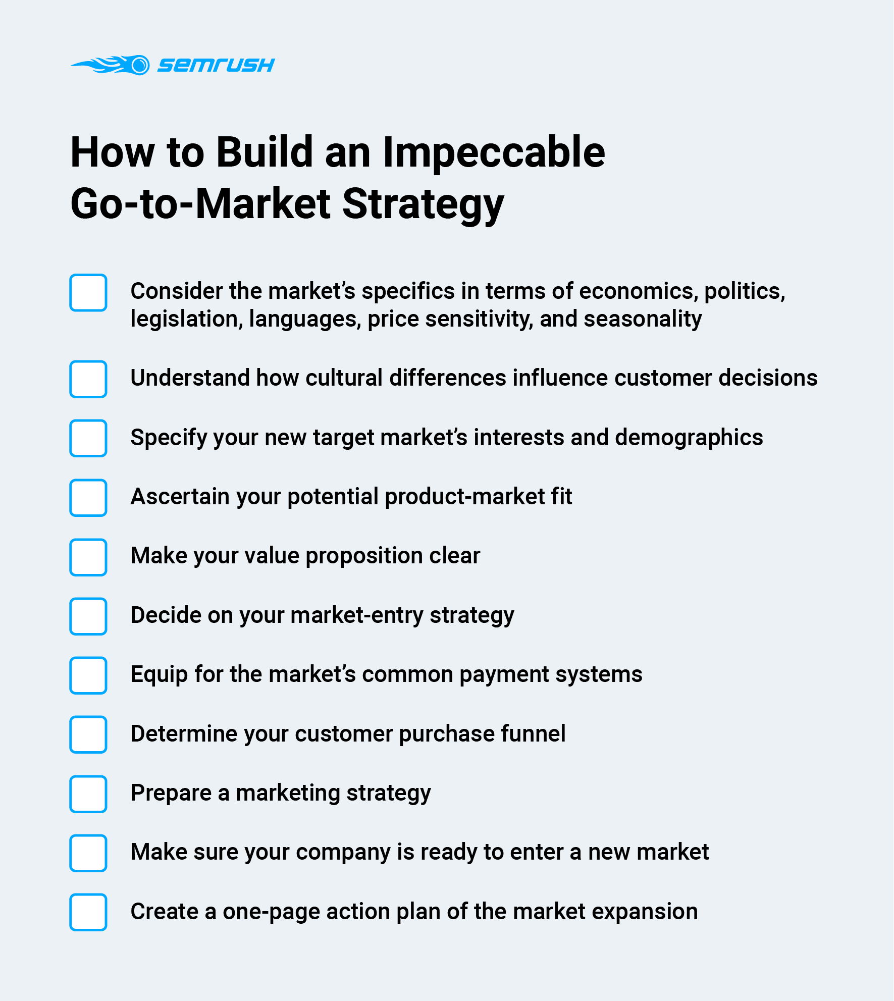 Go to Market Strategy Checklist