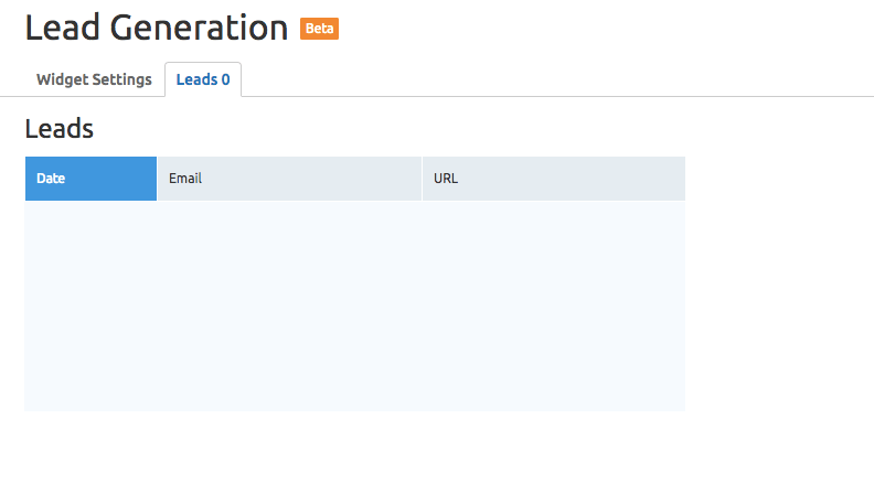 Nel tab Leads trovi tutte le info sui contatti acquisiti grazie al Tool