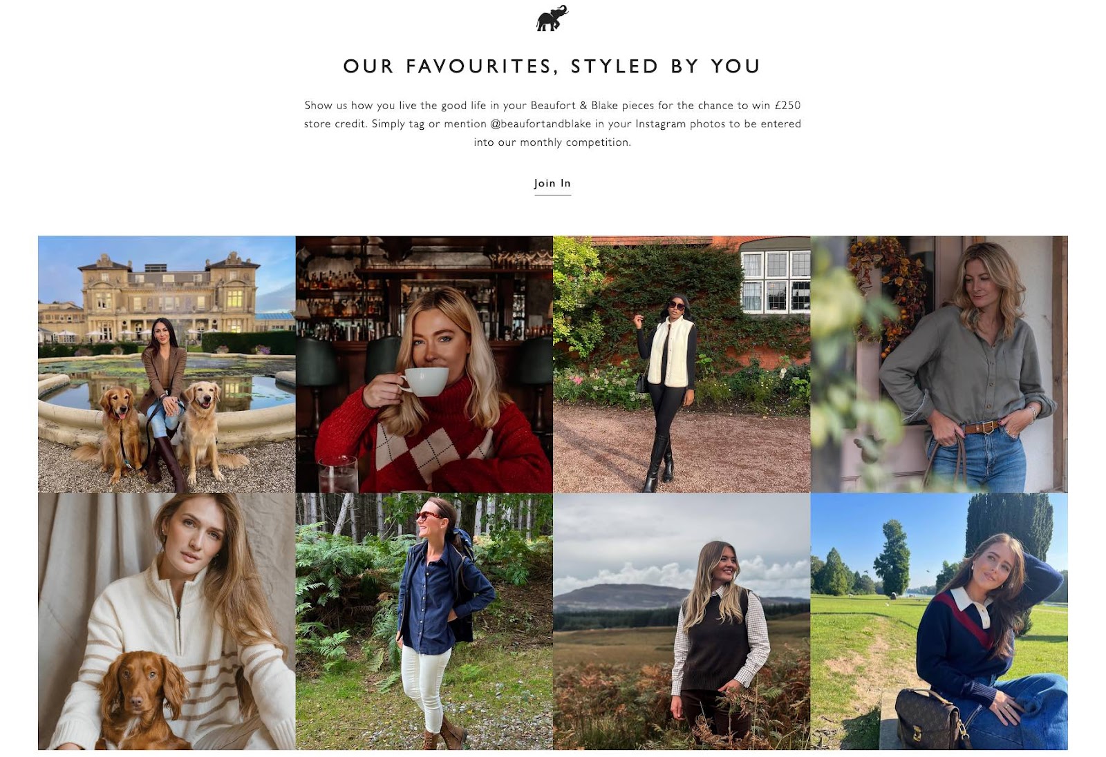 Beaufort & Blake's “Our favourites, styled by you” section of the website