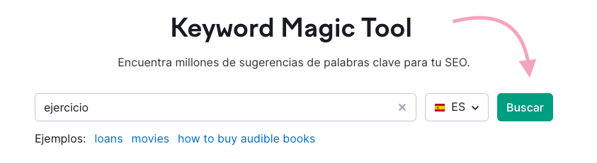 Página principal Keyword Magic Tool