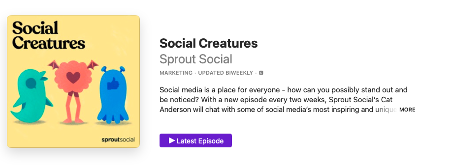 Sprout’s “Social Creatures” podcast page