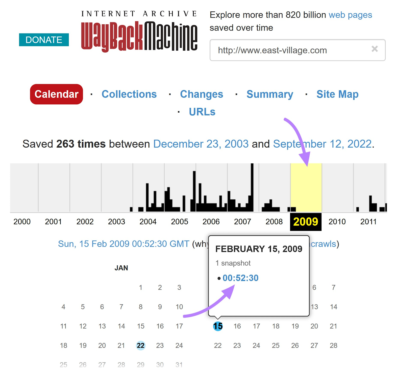 click the date of the most recent snapshot in Wayback Machine