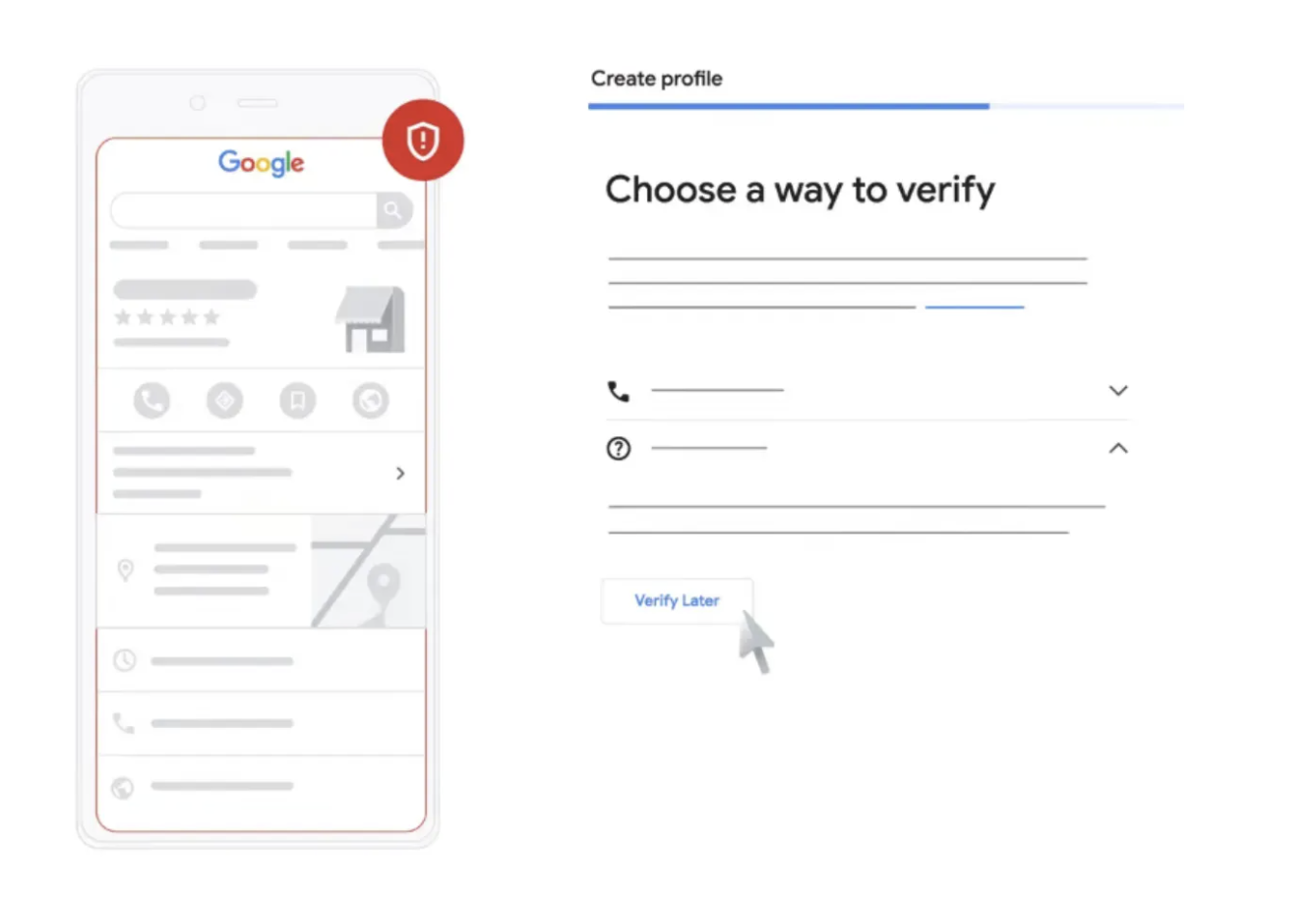 "Choose a way to verify" page