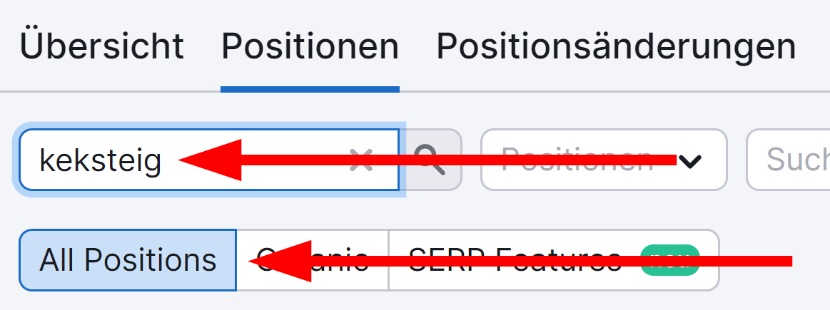 In Organische Recherche nach einem Keyword suchen