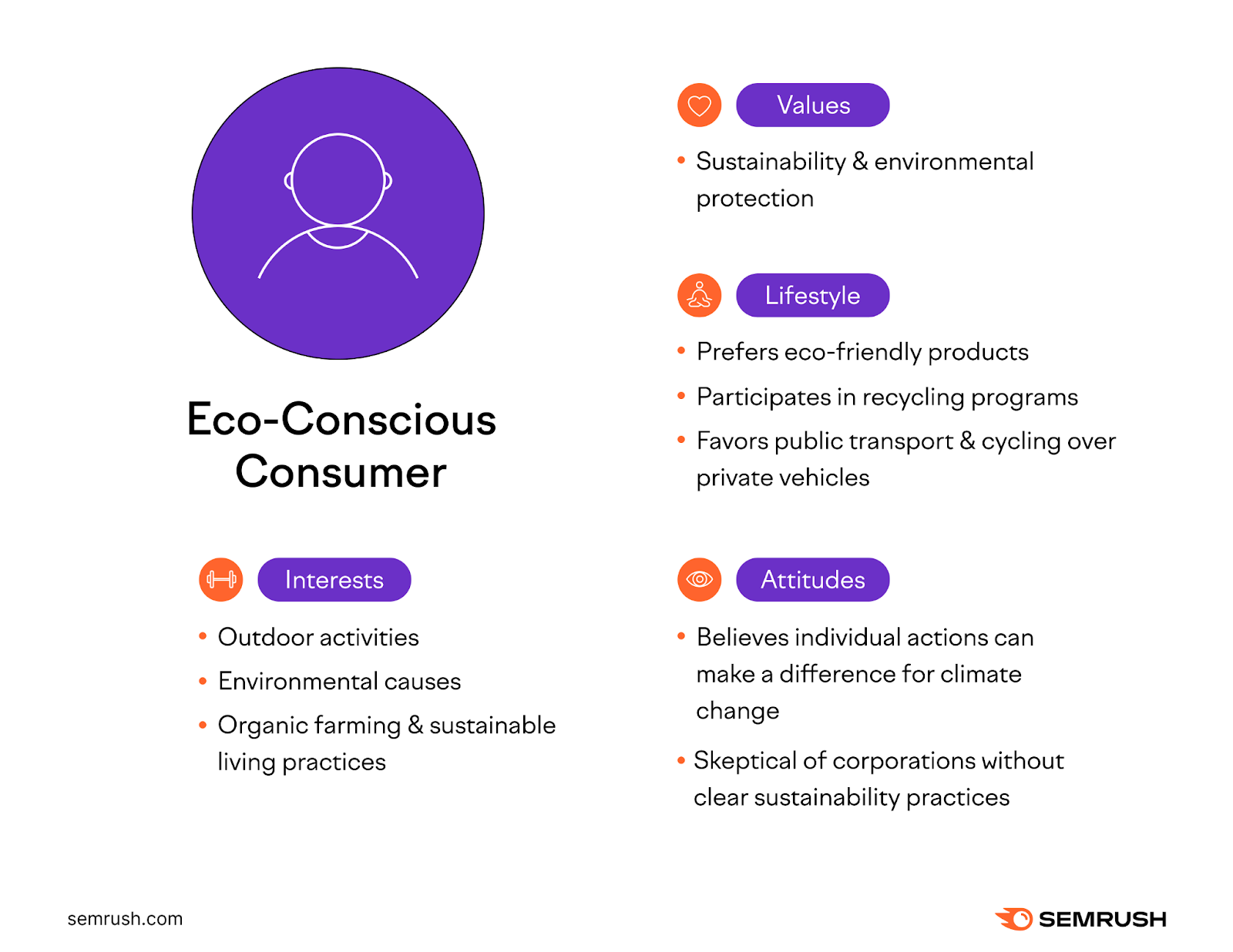 An overview of interests, values, lifestyle, and attitudes of “Eco-Conscious Consumer” buyer persona