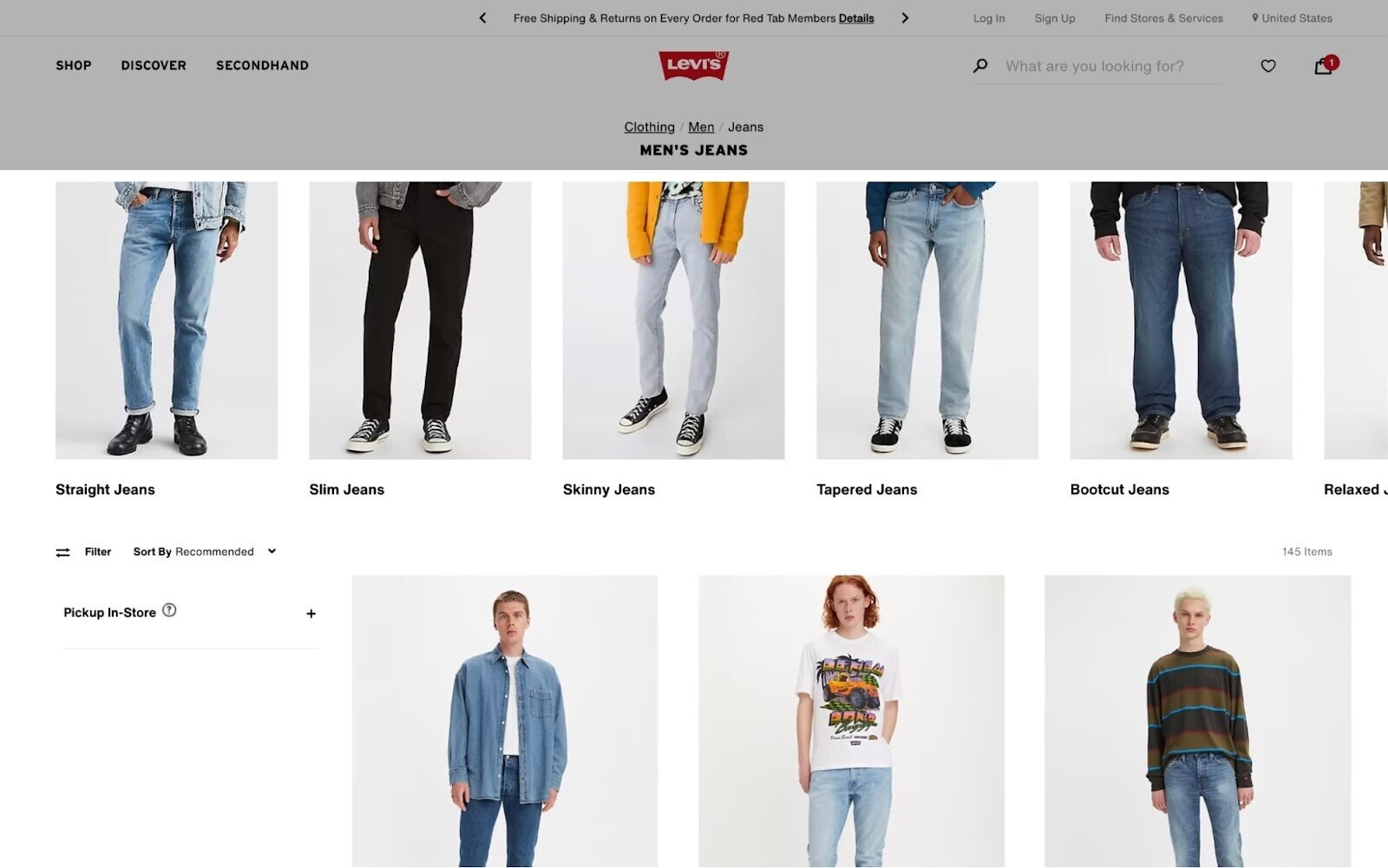 Levis website as an example of to the point content