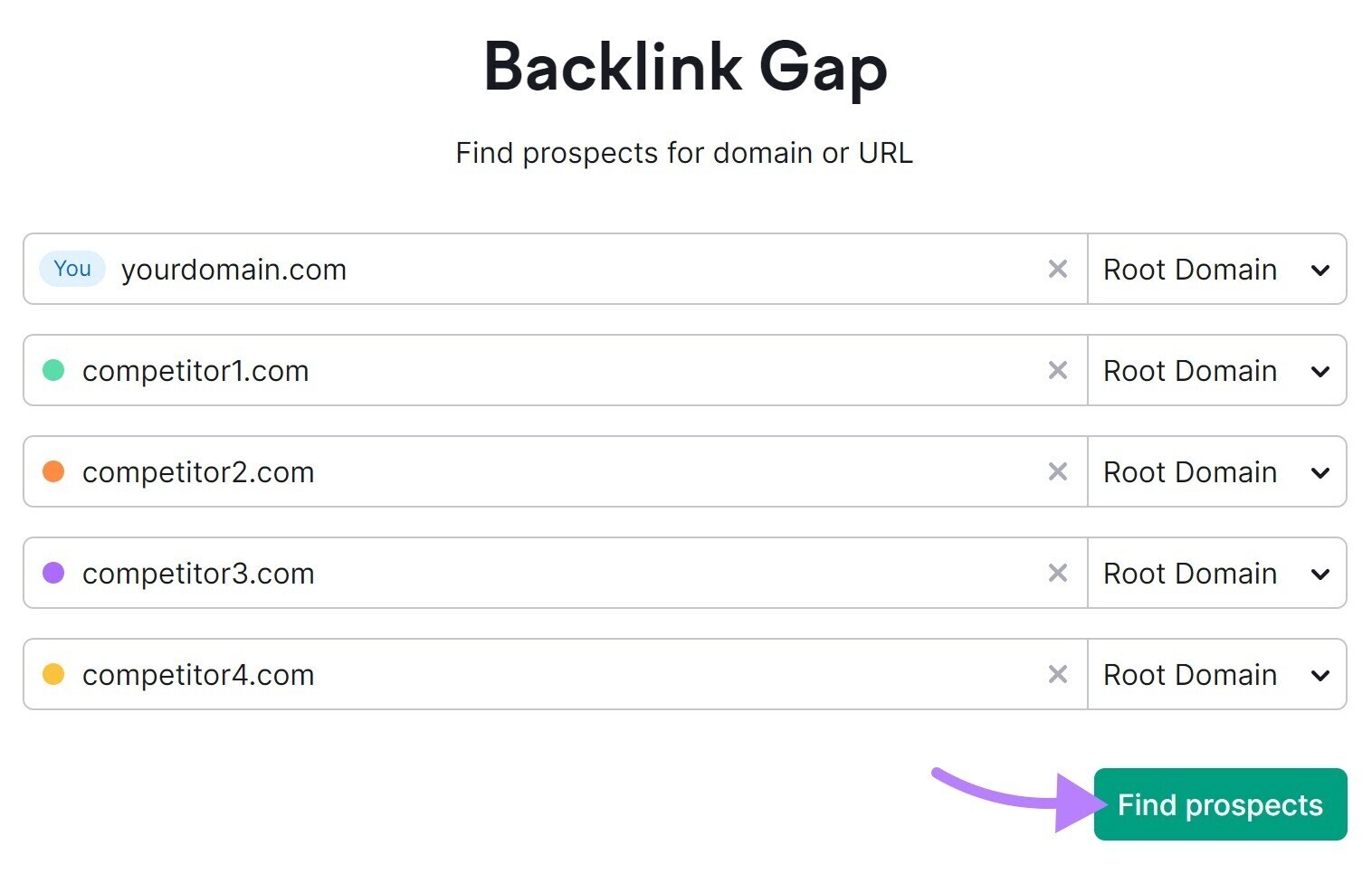 Find prospects with Backlink Gap tool