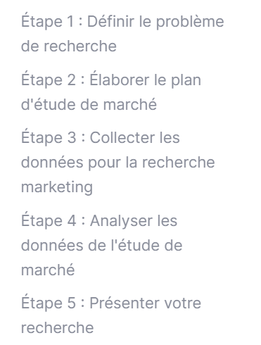 table des matières des étapes d'un guide